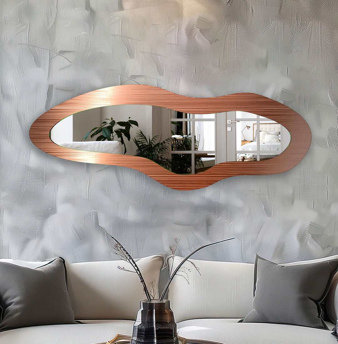 Modern Orange Asymmetrical Glass Wall Mirror