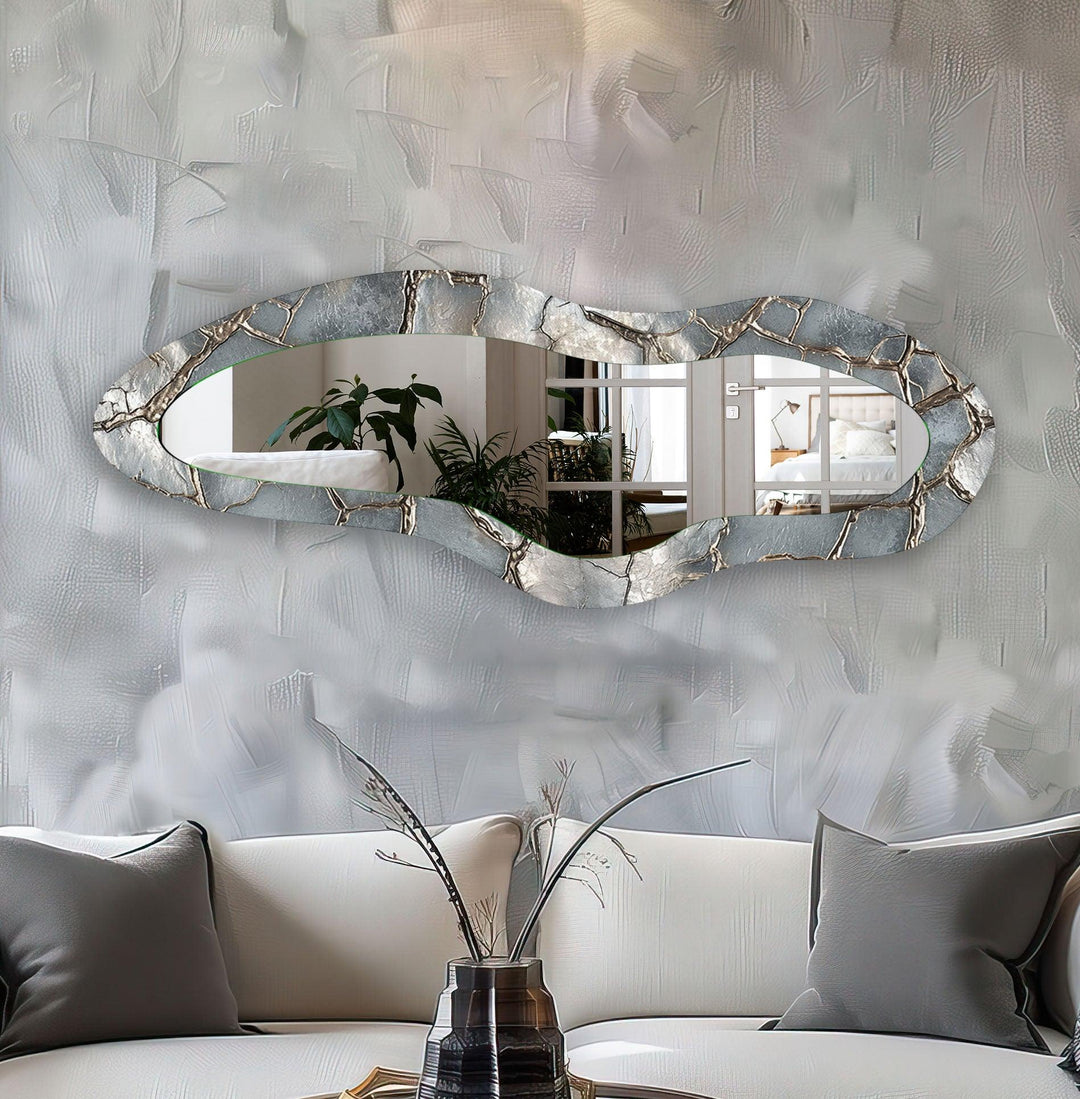 Silver Asymmetrical Oversized Wall Mirror