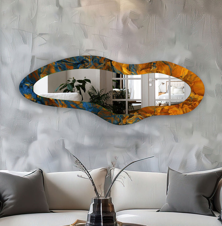 Orange Modern Decorative Glass Wall Mirror