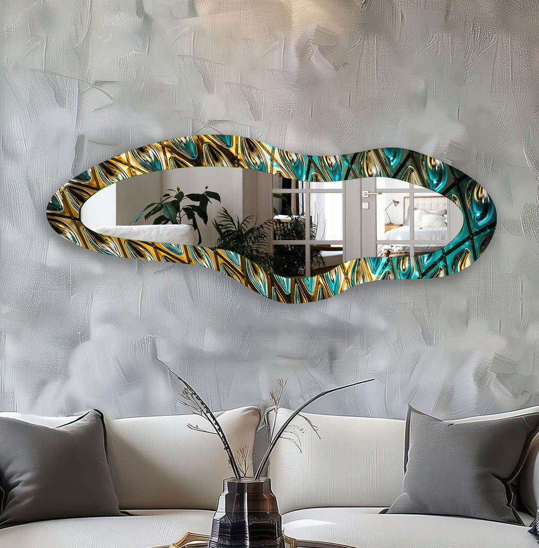 Green Stained Decorative Full Body Wall Mirror