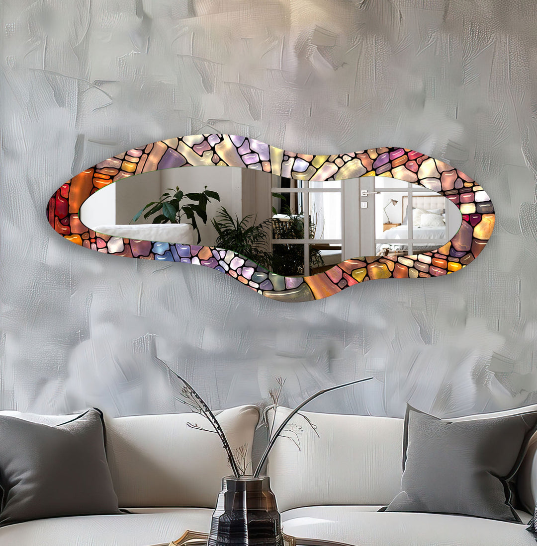 Colorful Stained Modern Glass Wall Mirror