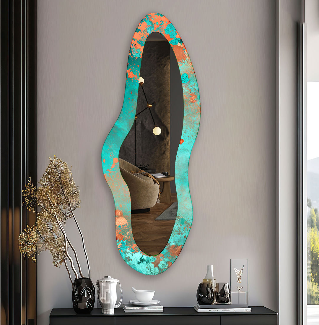 Green Asymmetrical Full Length Wall Mirror