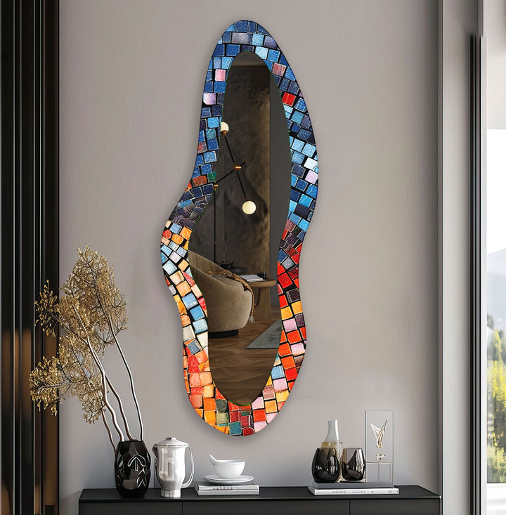 Modern Colorful Mosaic Full Body Wall Mirror