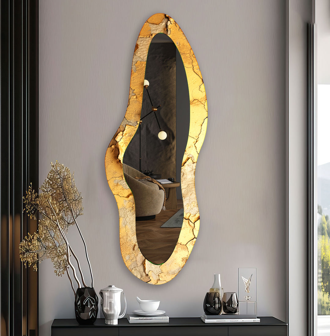 Golden Decorative Full Length Glass Wall Mirror