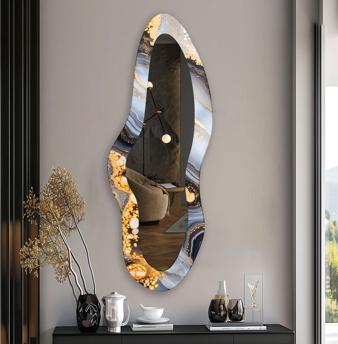 Golden Abstract Oversized Wall Mirror