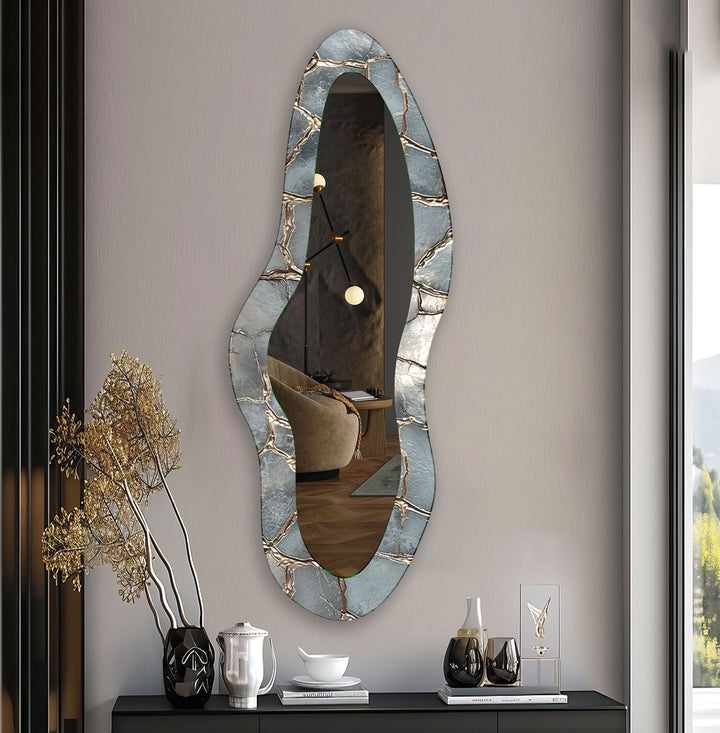 Silver Asymmetrical Oversized Wall Mirror