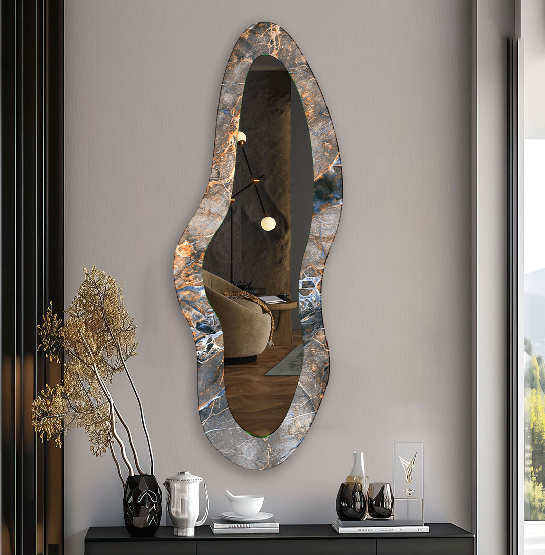 Grey Marble Bathroom Long Wall Mirror