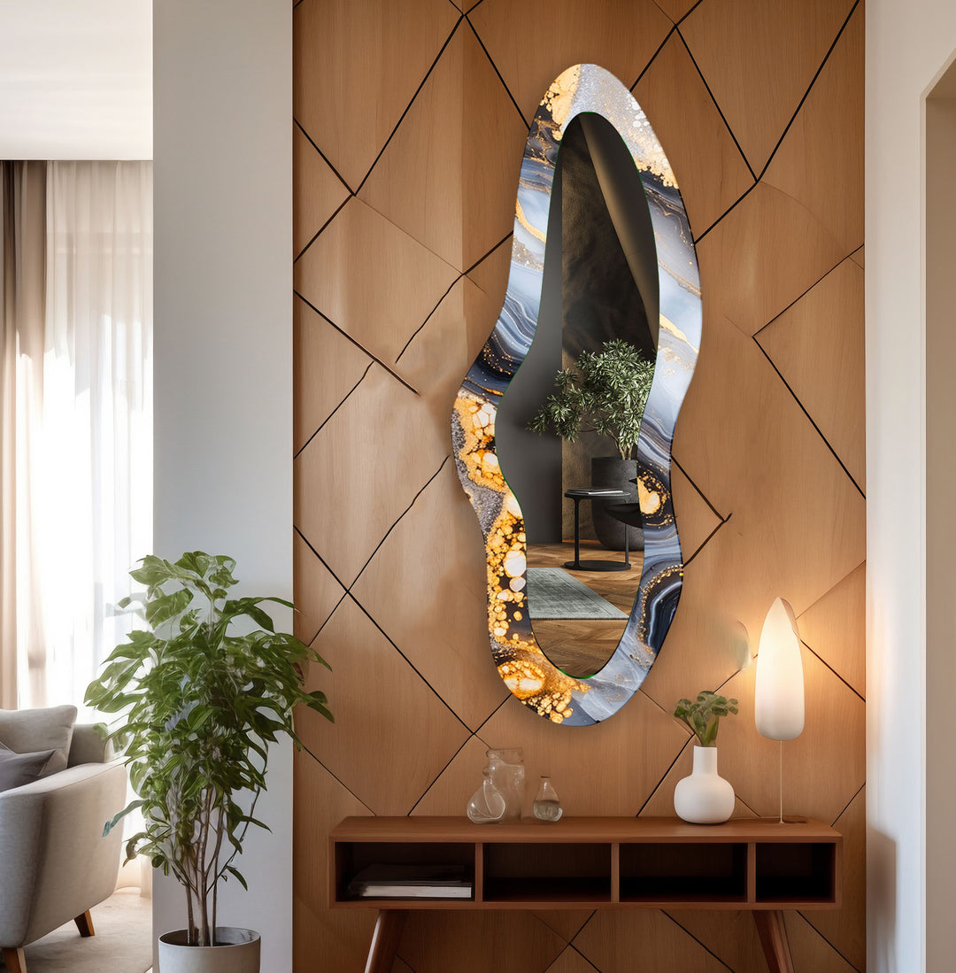 Golden Abstract Oversized Wall Mirror