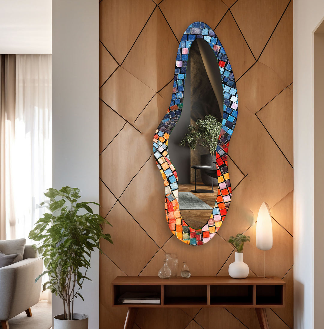 Modern Colorful Mosaic Full Body Wall Mirror