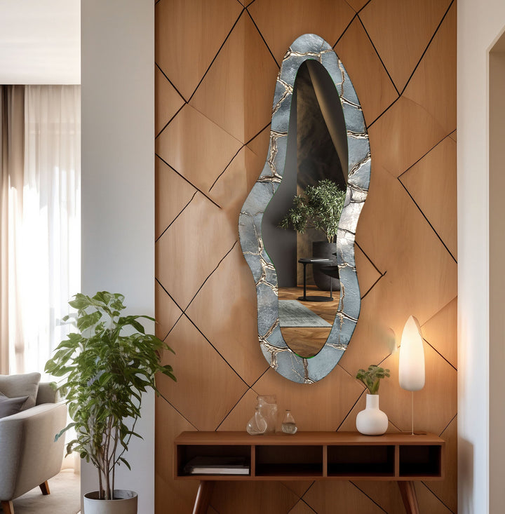 Silver Asymmetrical Oversized Wall Mirror