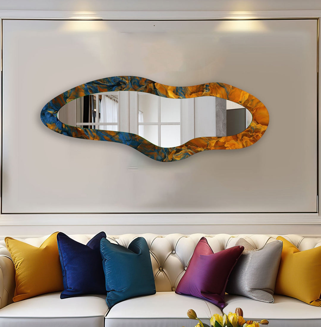 Orange Modern Decorative Glass Wall Mirror