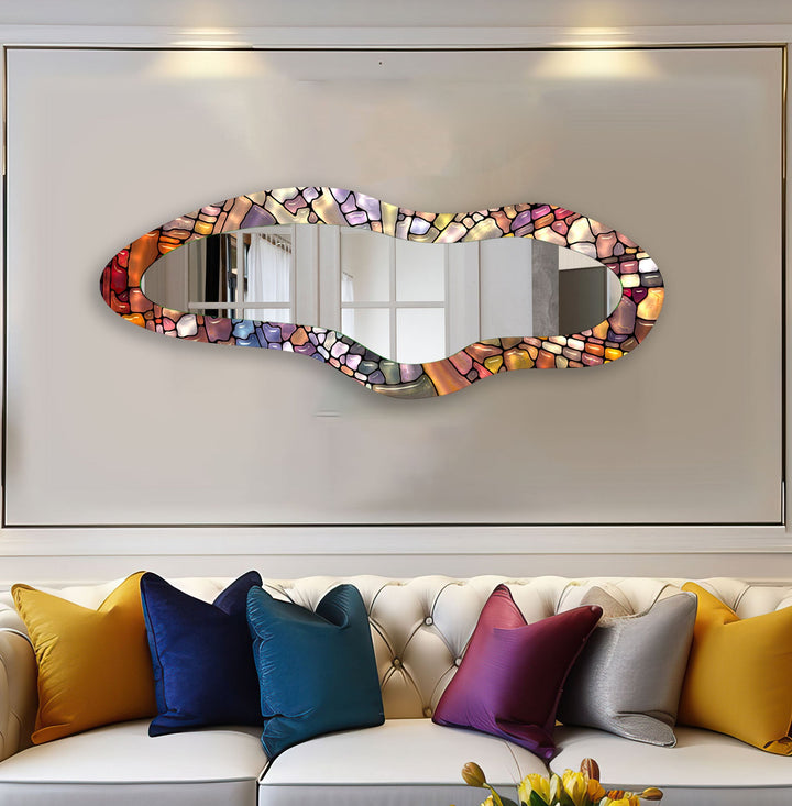 Colorful Stained Modern Glass Wall Mirror