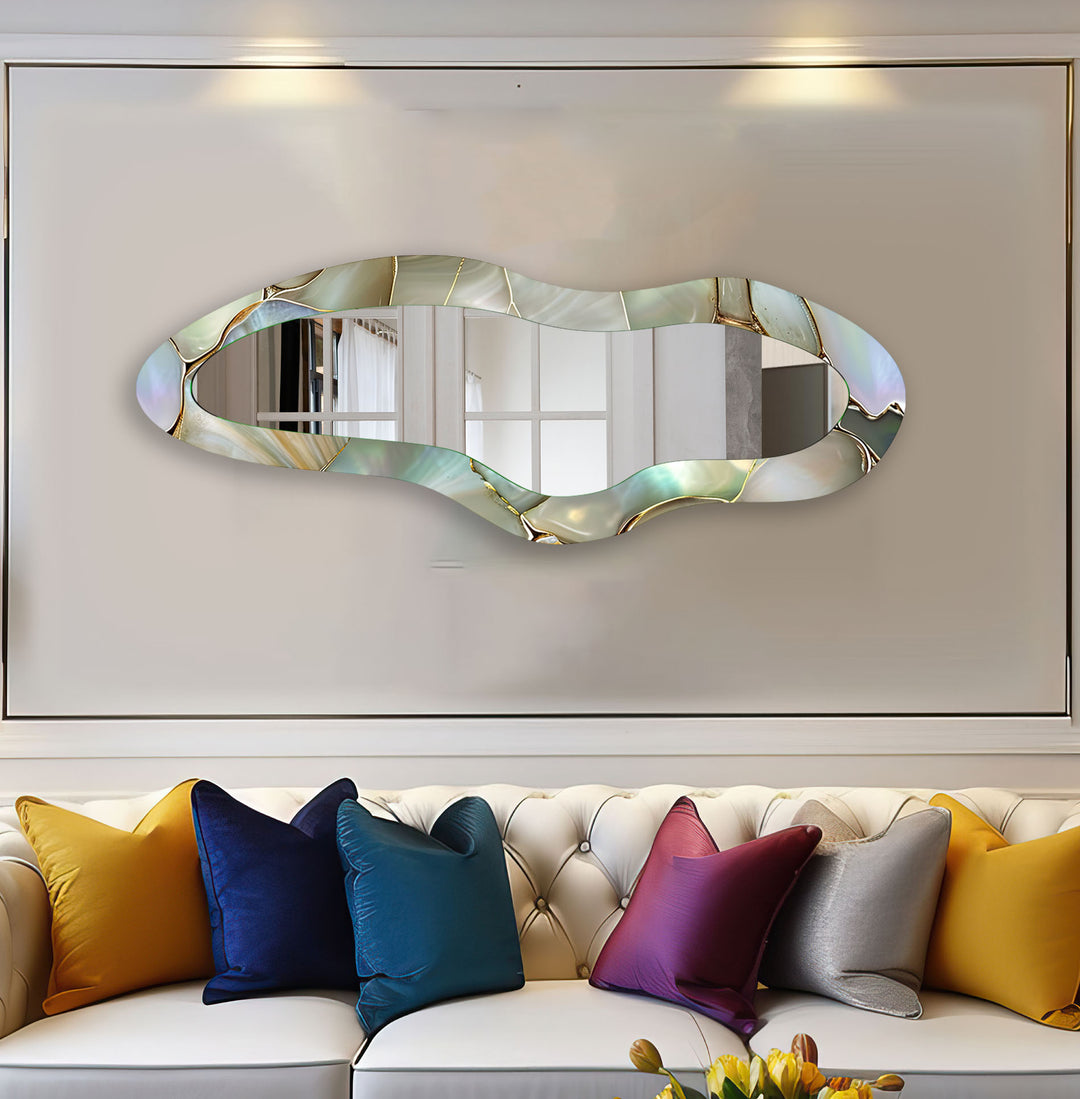 Green Pearlescent Long Wall Mirror