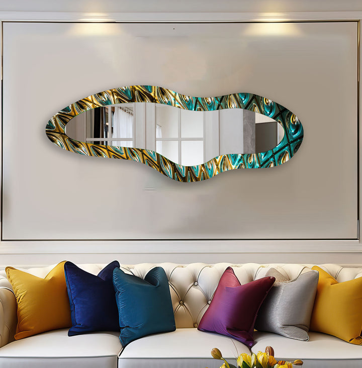 Green Stained Decorative Full Body Wall Mirror