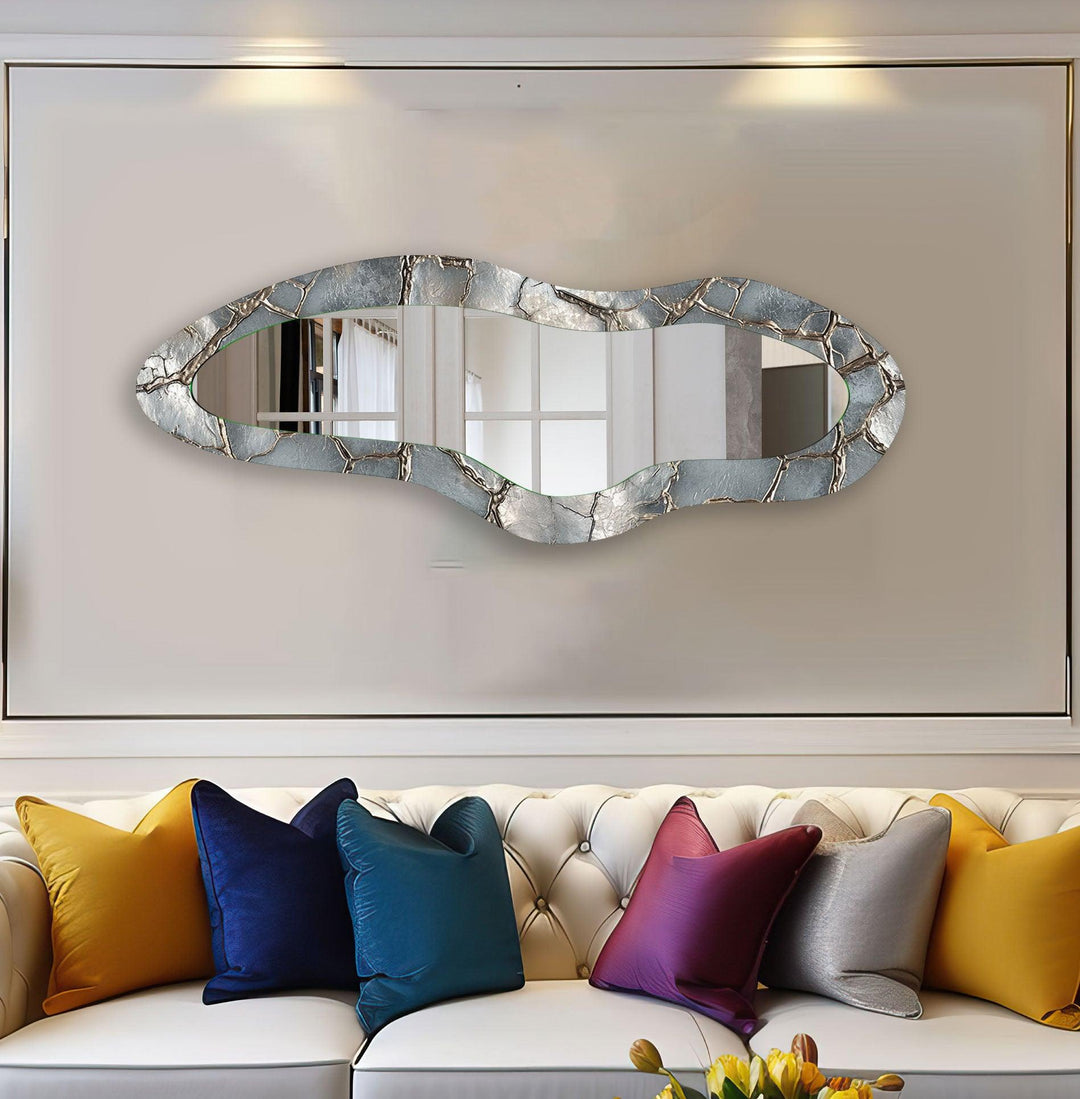 Silver Asymmetrical Oversized Wall Mirror