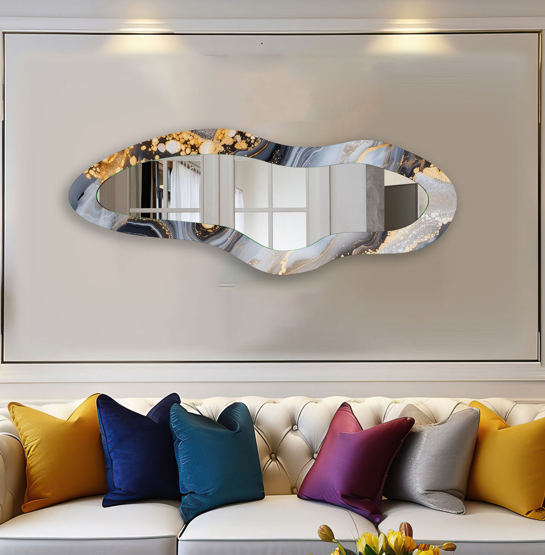 Golden Abstract Oversized Wall Mirror