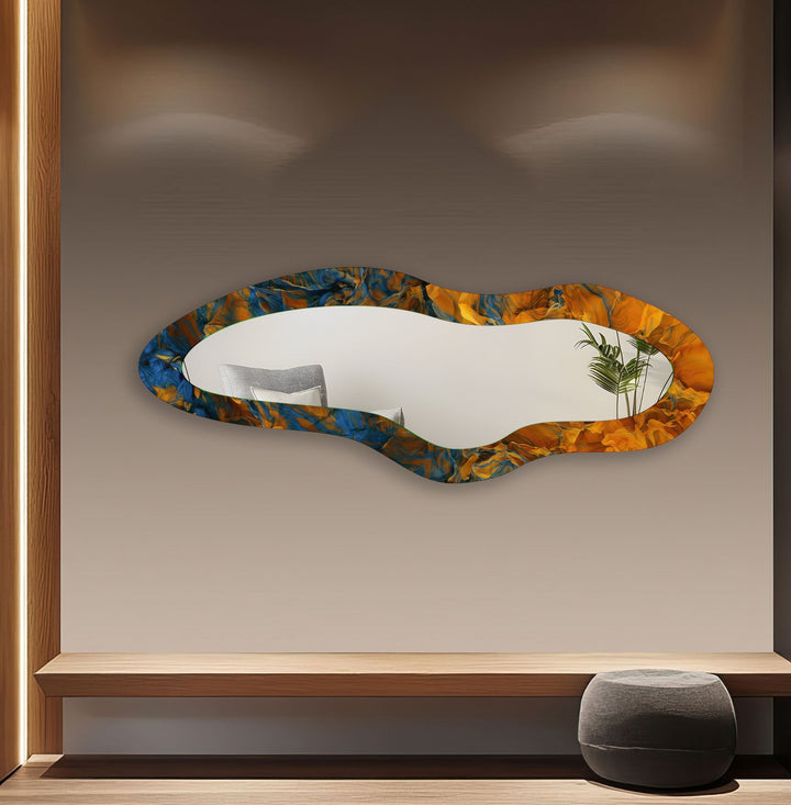 Orange Modern Decorative Glass Wall Mirror