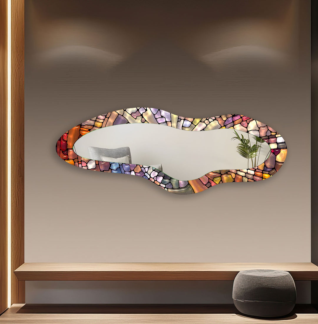 Colorful Stained Modern Glass Wall Mirror