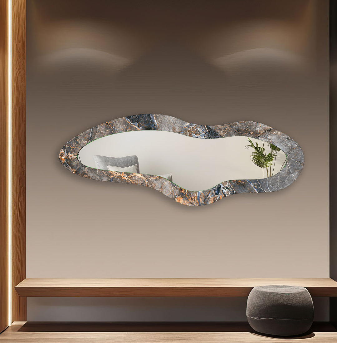 Grey Marble Bathroom Long Wall Mirror