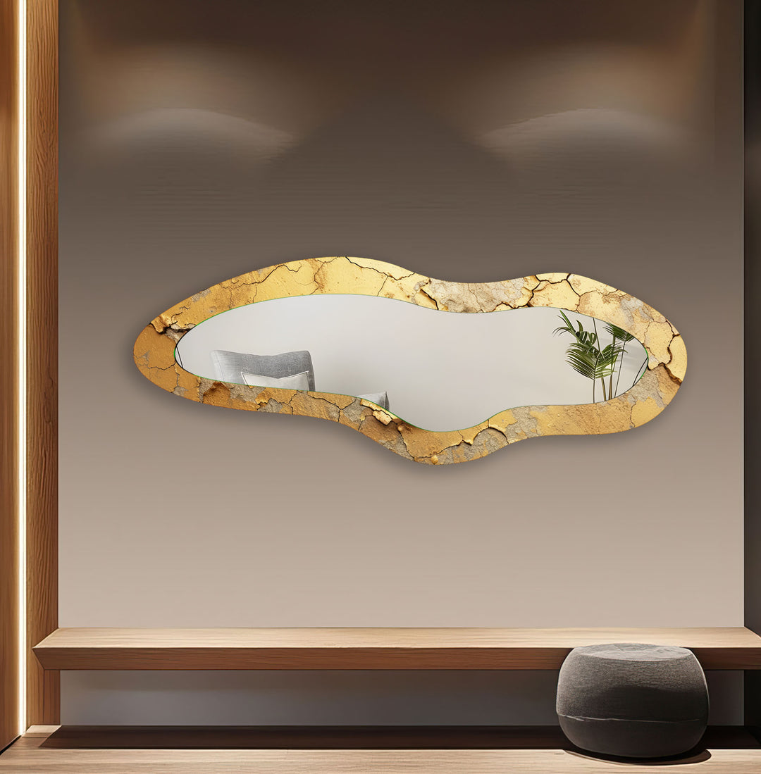 Golden Decorative Full Length Glass Wall Mirror