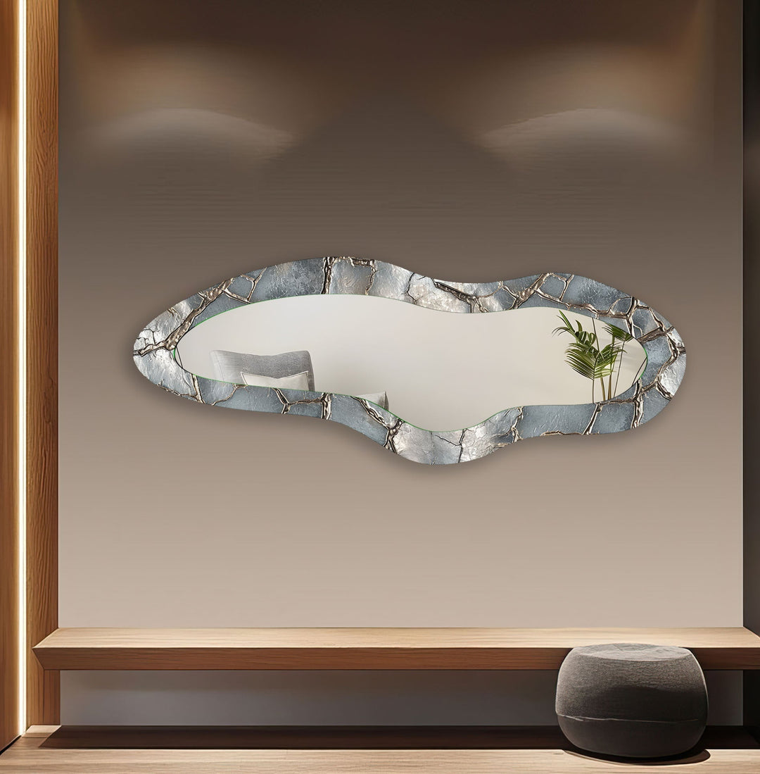 Silver Asymmetrical Oversized Wall Mirror