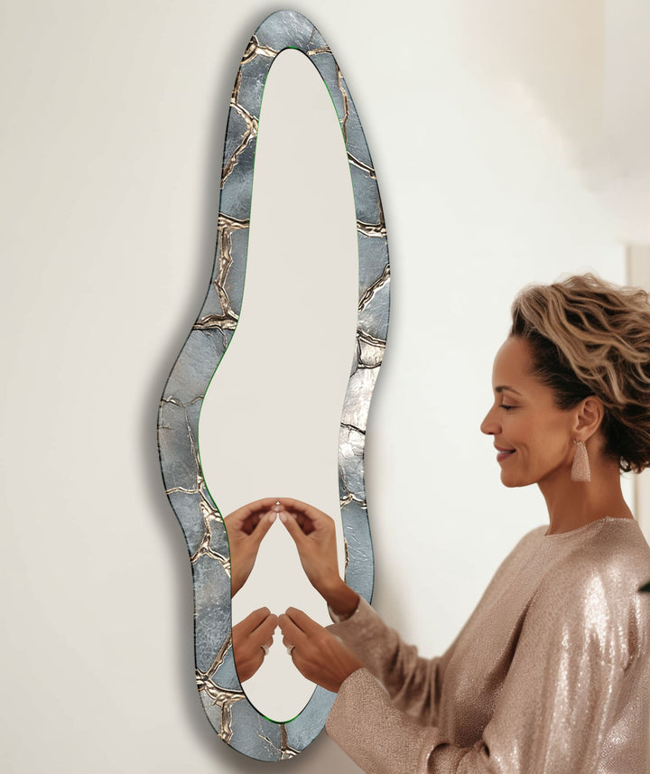 Silver Asymmetrical Oversized Wall Mirror