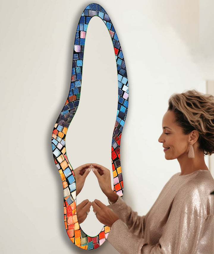 Modern Colorful Mosaic Full Body Wall Mirror