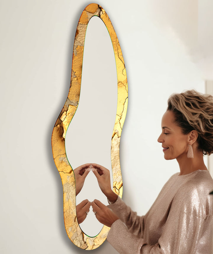 Golden Decorative Full Length Glass Wall Mirror