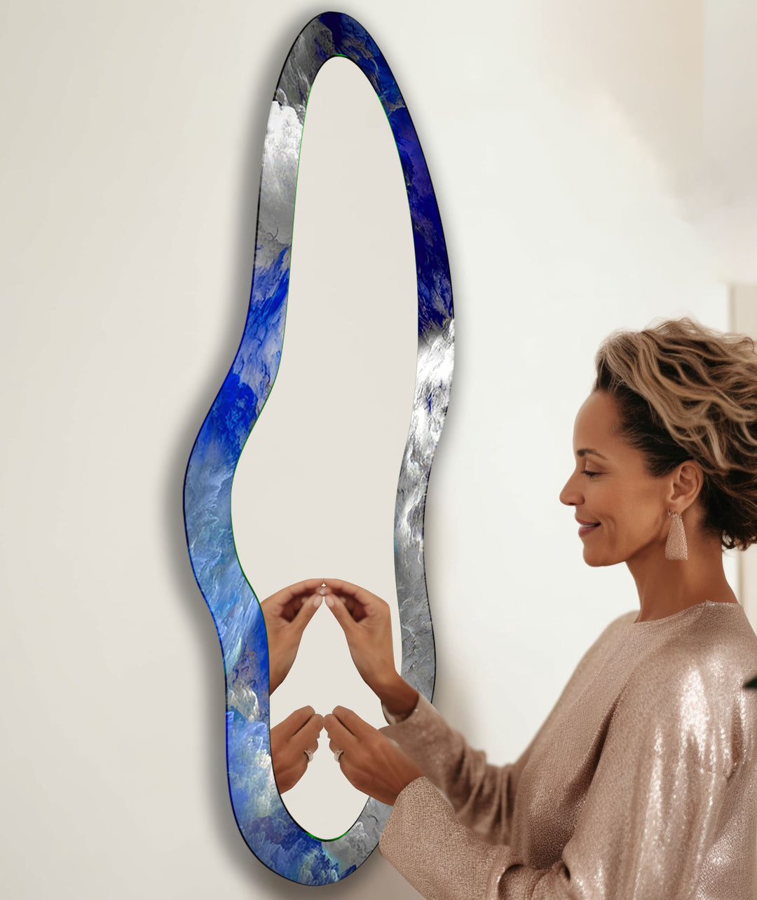 Large Irregular Glass Wall Mirror