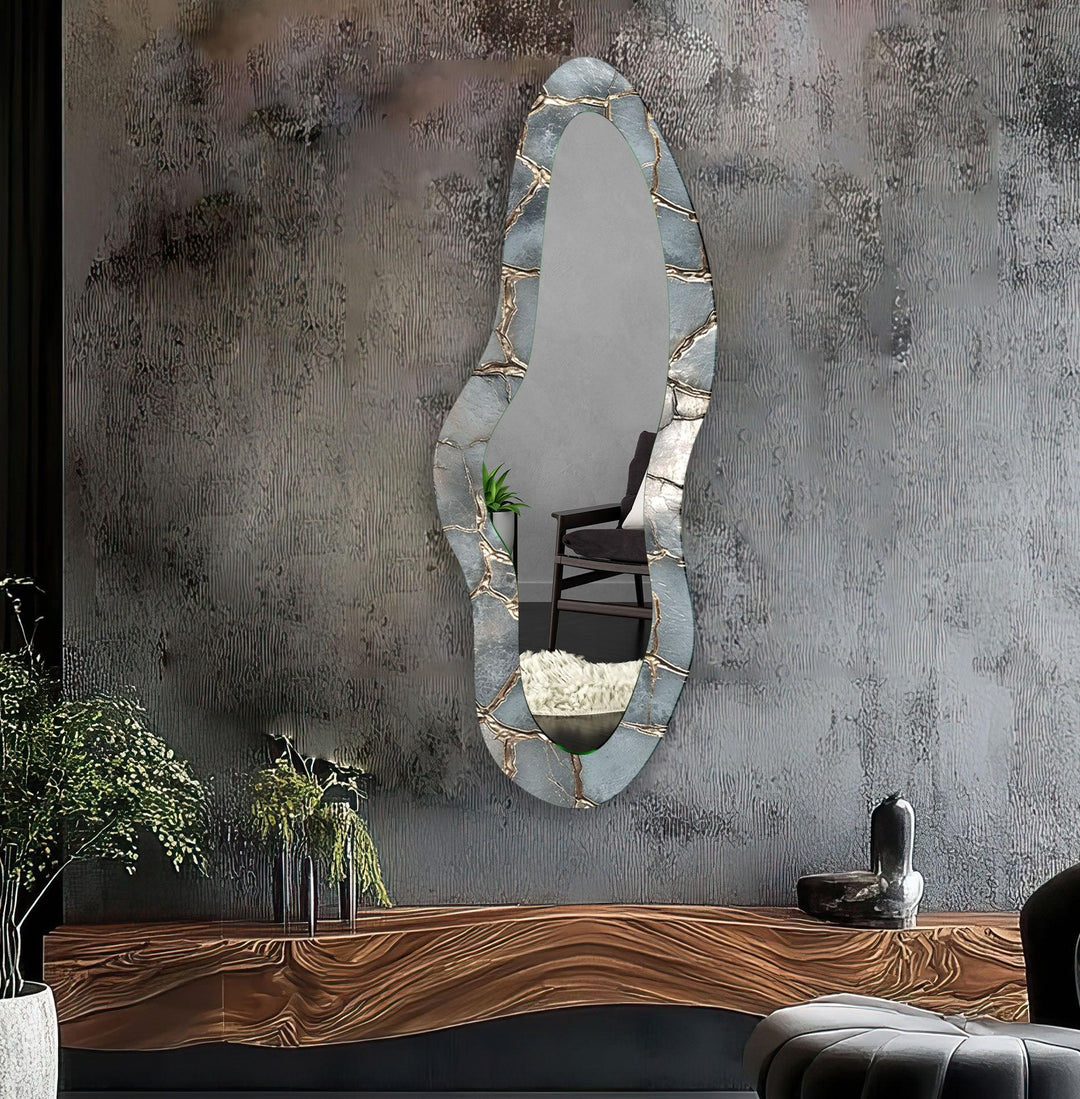 Silver Asymmetrical Oversized Wall Mirror