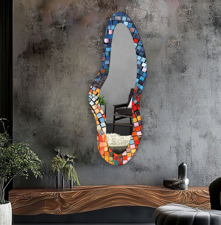 Modern Colorful Mosaic Full Body Wall Mirror