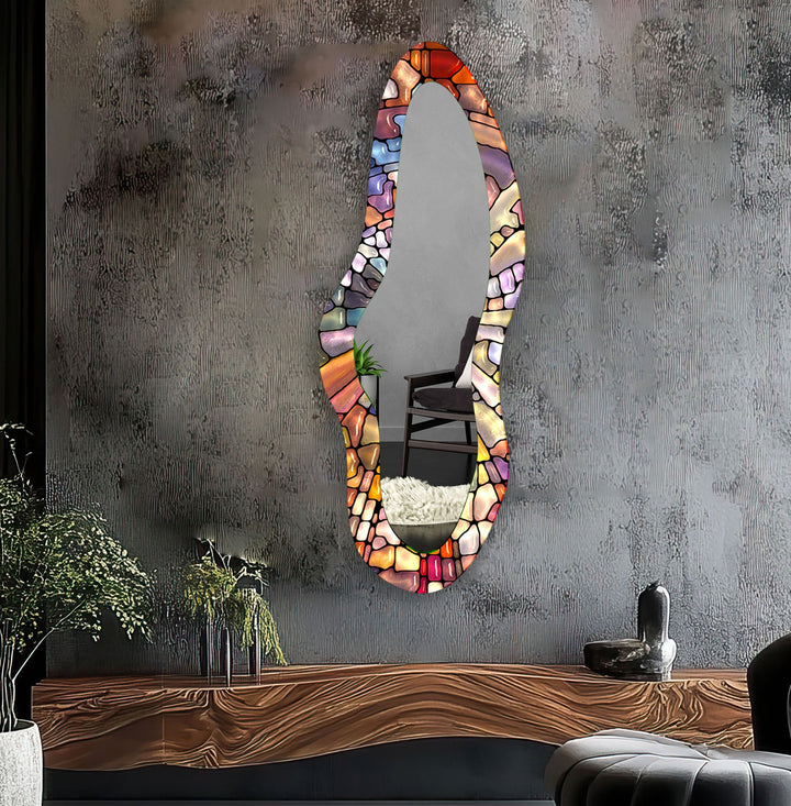 Colorful Stained Modern Glass Wall Mirror