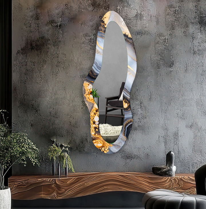 Golden Abstract Oversized Wall Mirror