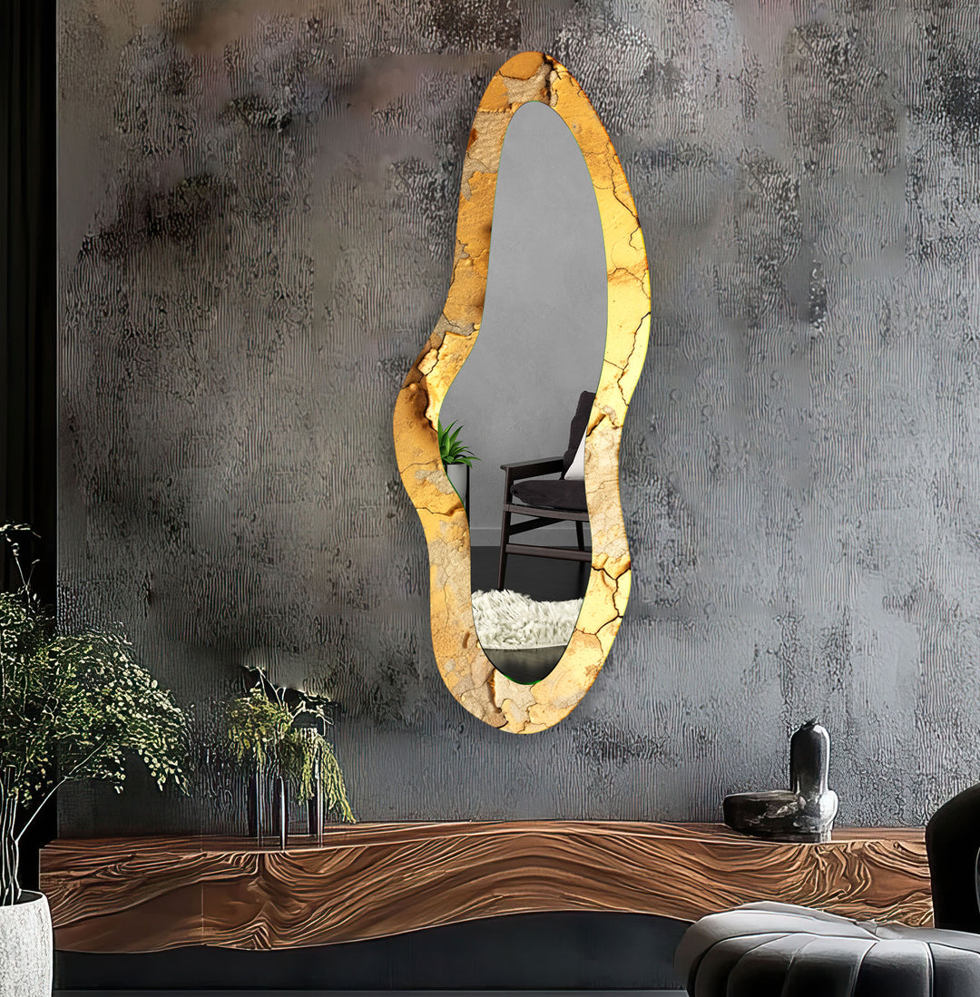 Golden Decorative Full Length Glass Wall Mirror