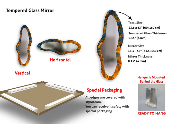 Orange Modern Decorative Glass Wall Mirror