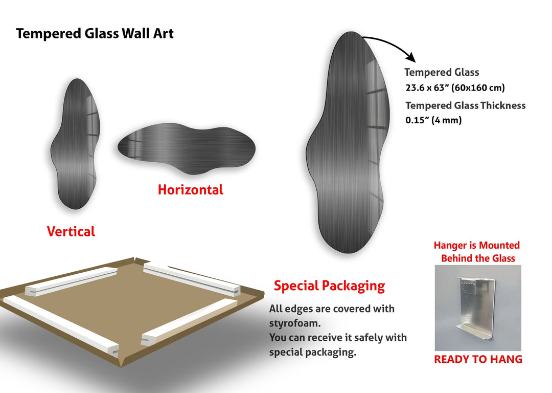 Irregular Asymmetrical Black Glass Wall Art