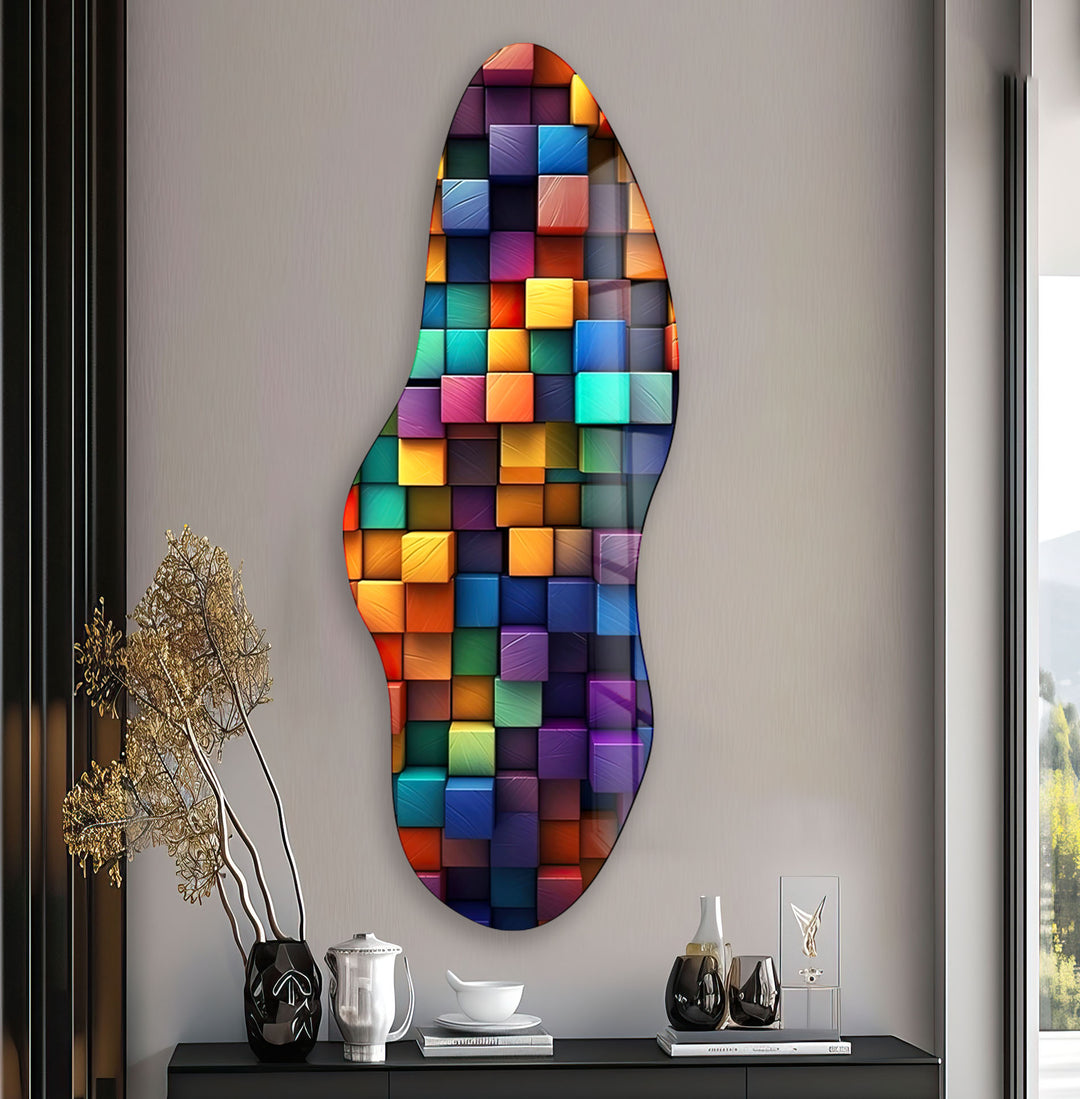 Pop Art Colorful Abstract Glass Wall Art, photo print on glass, prints on glass wall art
