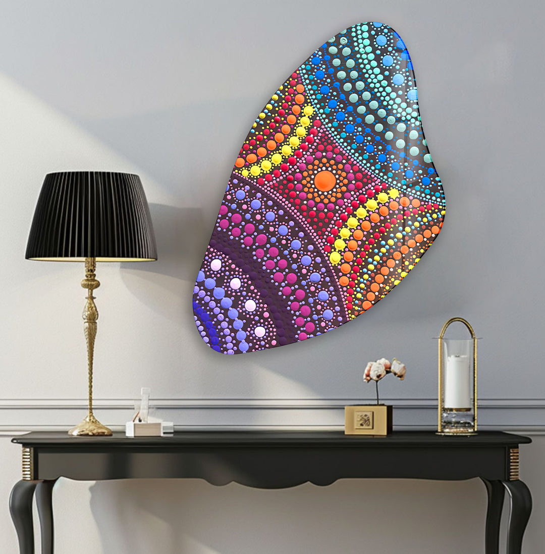 Purple Mosaic Style Irregular Glass Wall Art, custom glass pictures, glass art prints
