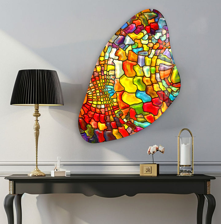 Aesthetic Orange Stained Irregular Glass Wall Art, Glass Printing Wall Art, Print photos on glass
