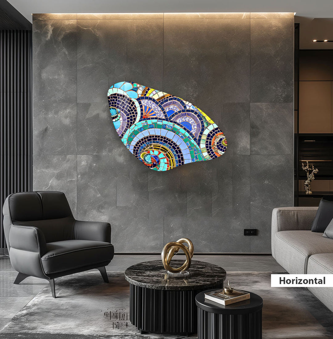 Aesthetic Mosaic Pattern Irregular Glass Wall Art, custom glass photo prints, large glass prints
