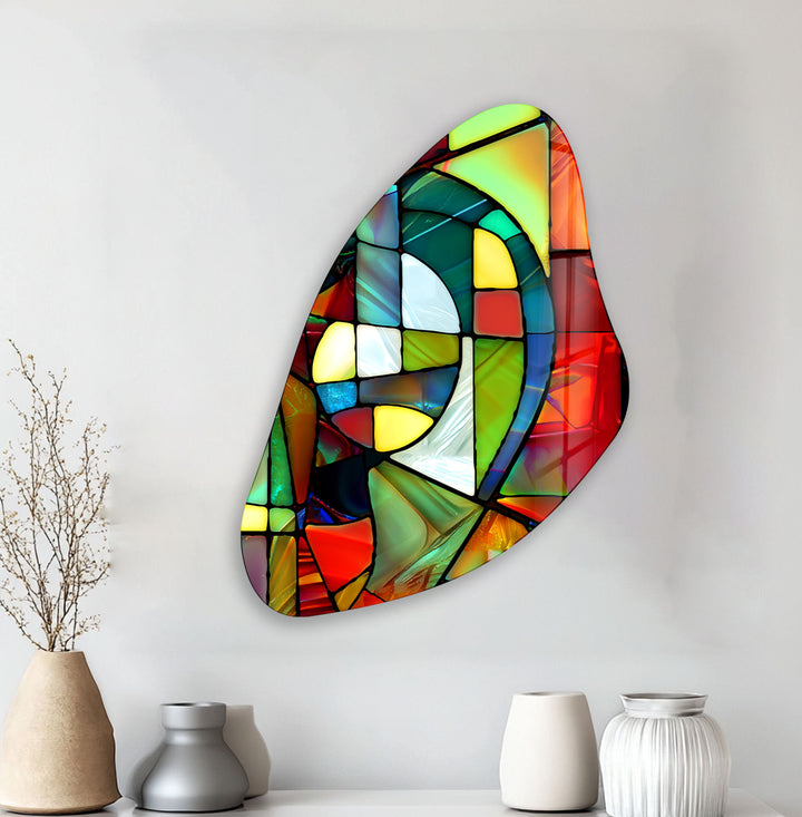 Red & Green Stained Irregular Glass Wall Art, Glass Printing Wall Art, Print photos on glass
