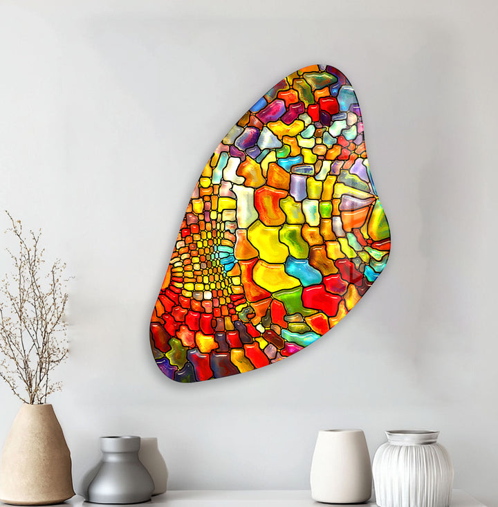 Aesthetic Orange Stained Irregular Glass Wall Art, glass photo prints, glass picture prints
