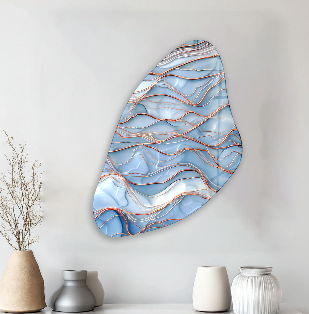 Blue Abstract Style Aesthetic Glass Wall Art, print on glass, glass printed photos
