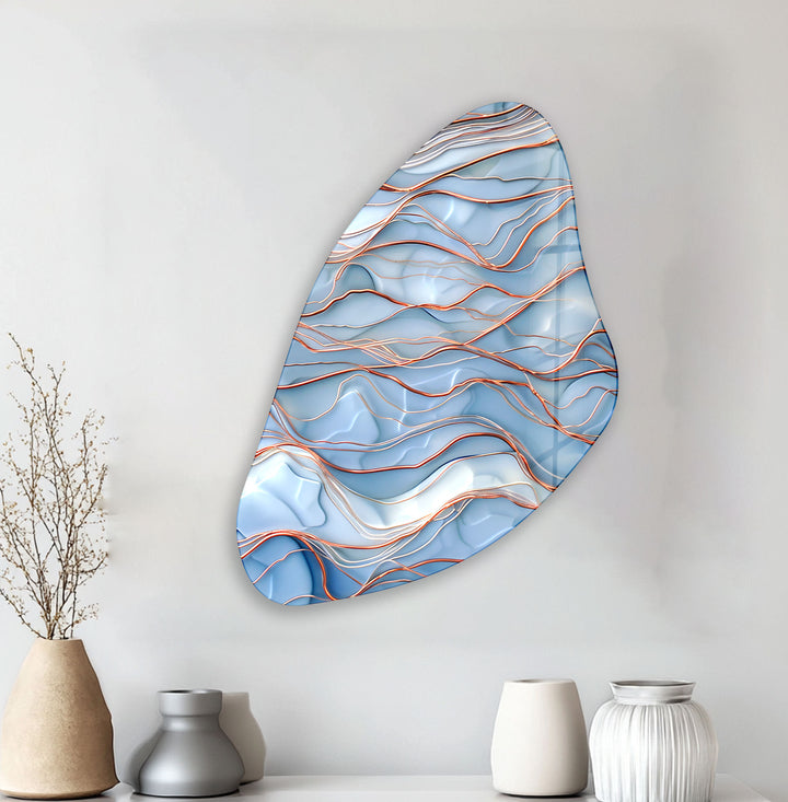 Blue Abstract Style Aesthetic Glass Wall Art, print on glass, glass printed photos
