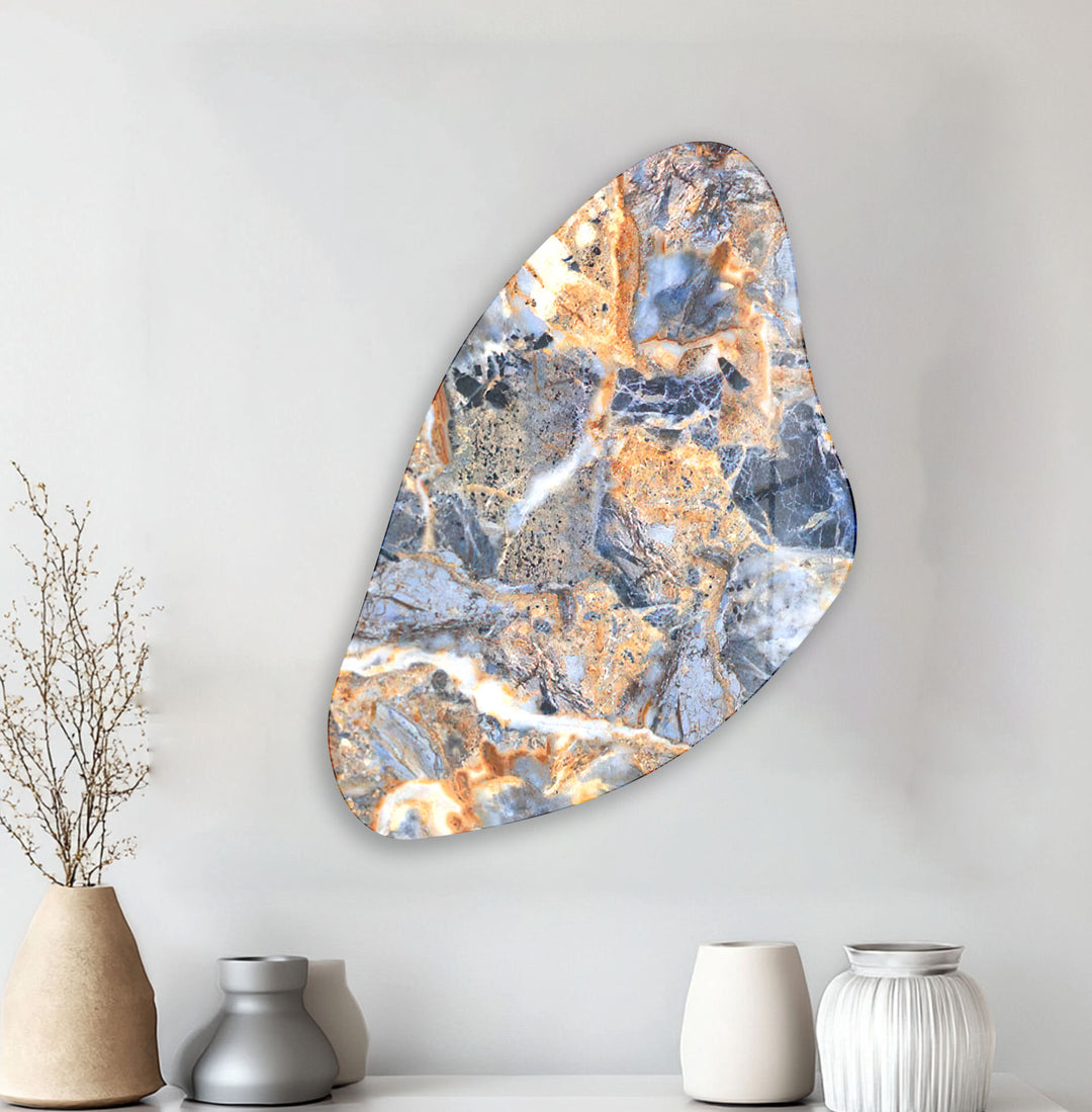 Blue Marbled Aesthetic Glass Wall Art, Glass Printing Wall Art, Print photos on glass
