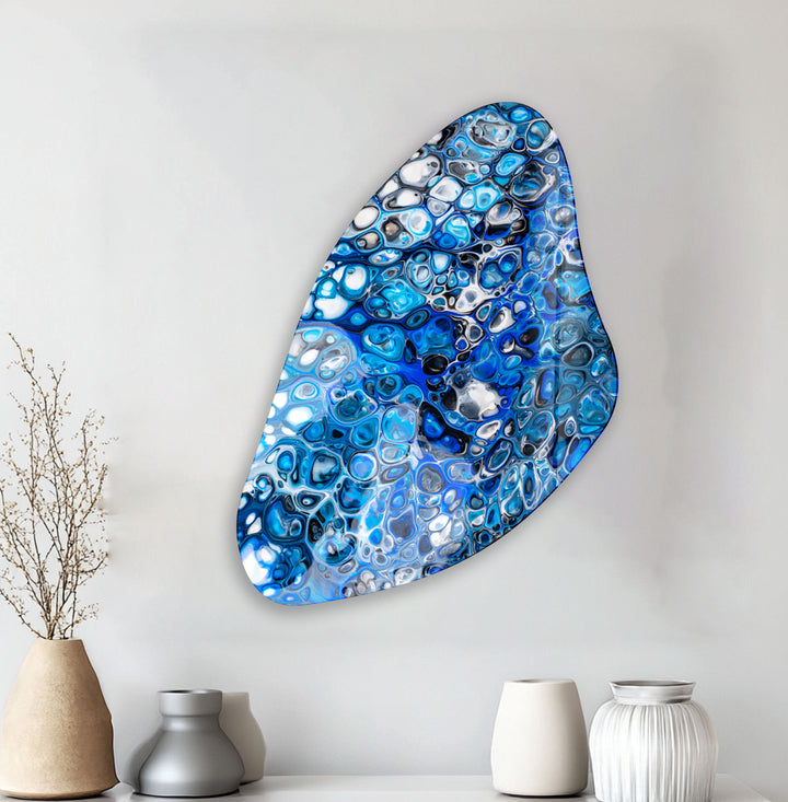 Blue Watercolor Aesthetic Glass Wall Art, print picture on glass, Tempered Glass Wall Art

