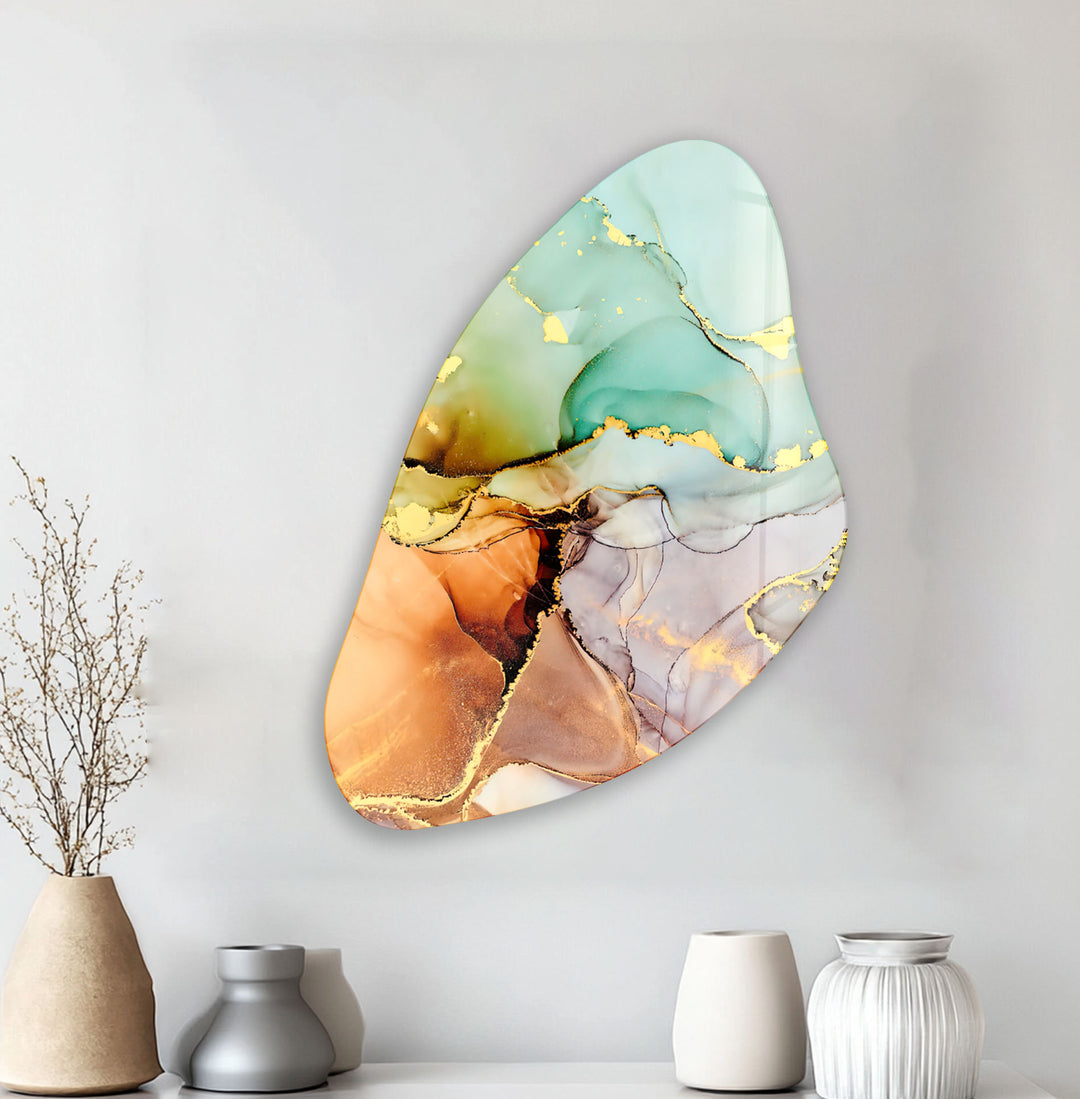 Orange Alcohol Ink Aesthetic Glass Wall Art, print picture on glass, Tempered Glass Wall Art
