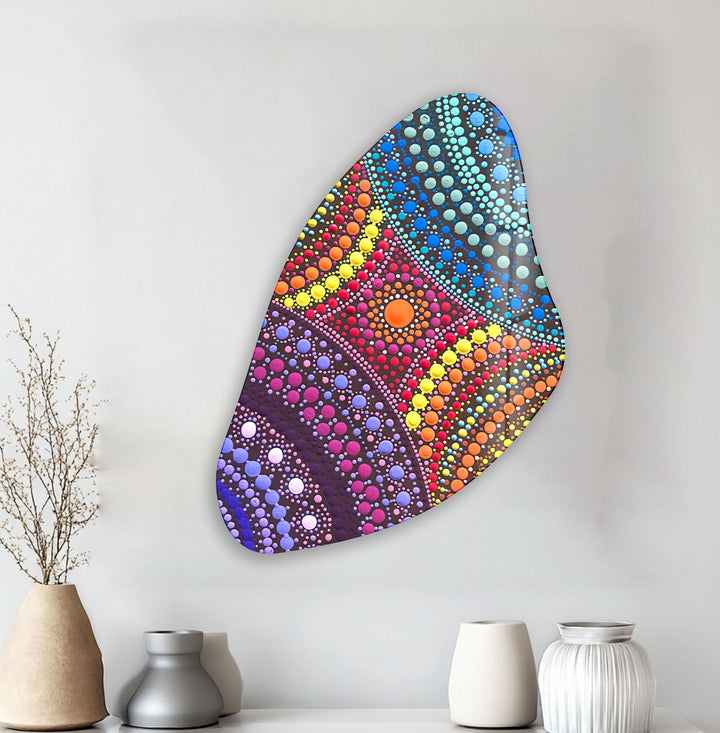 Purple Mosaic Style Irregular Glass Wall Art, glass pictures for Wall, glass prints wall art
