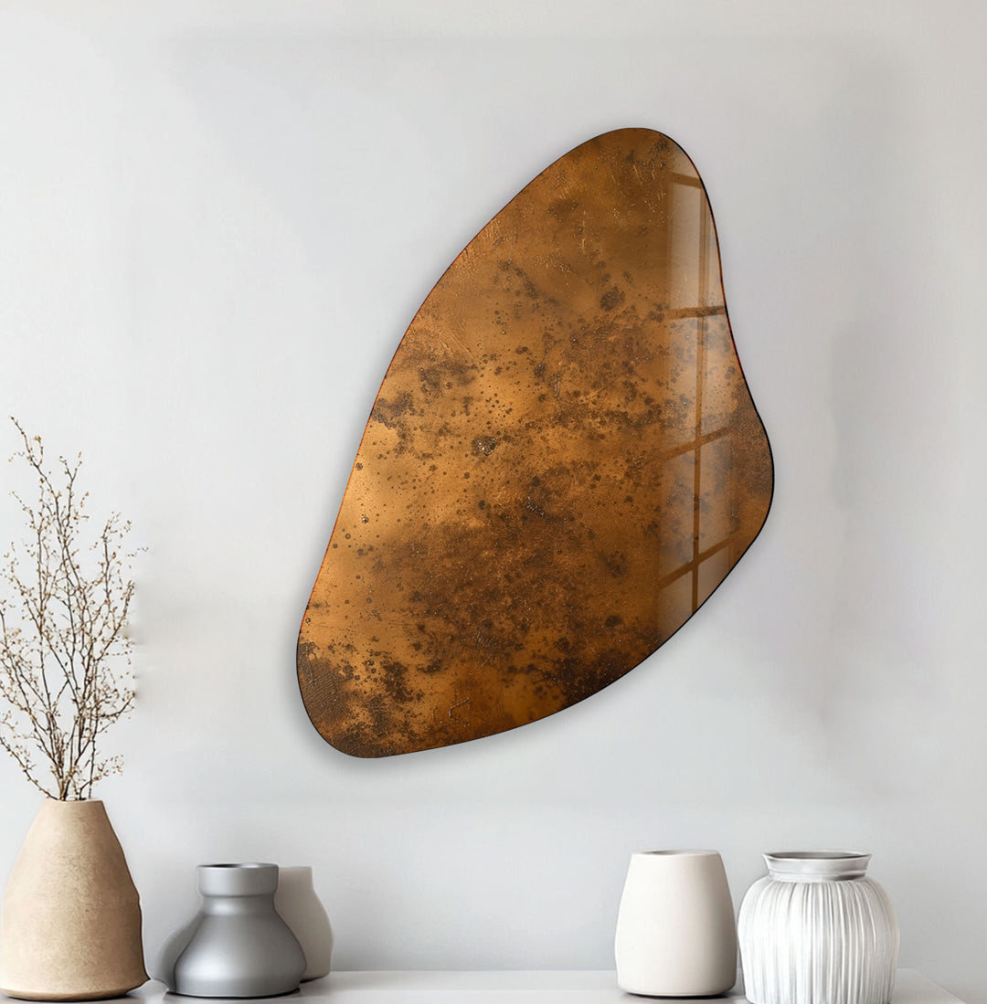 Bronze Color Abstract Asymmetrical Glass Wall Art, custom glass pictures, glass art prints
