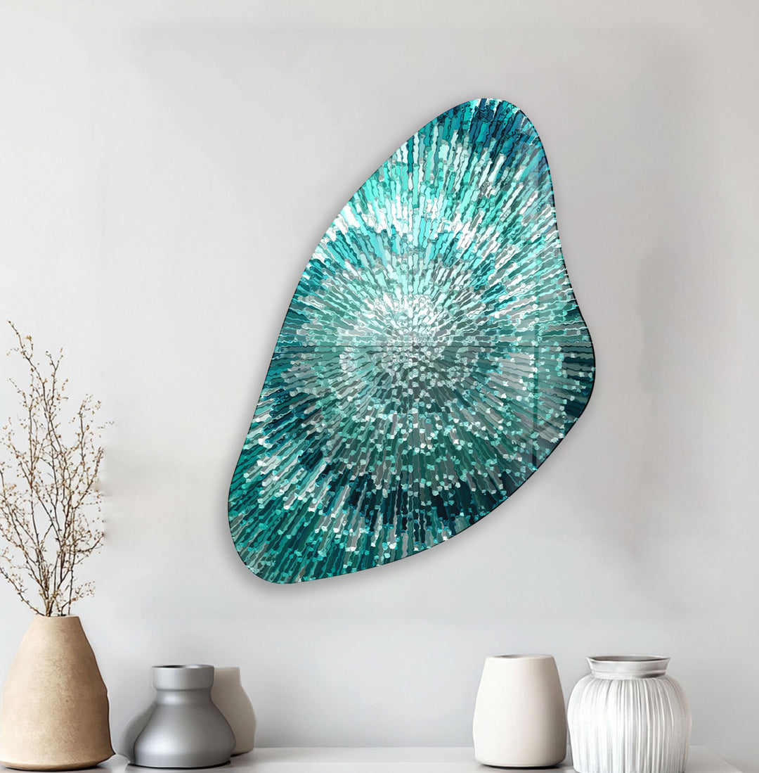 Abstract Turquoise Aesthetic Glass Wall Art, Glass Printing Wall Art, Print photos on glass
